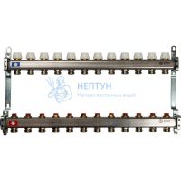 Коллекторная группа Stout для радиаторов без расходомеров на 12 контуров из нержавеющей стали