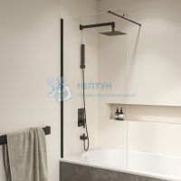 Шторка на ванну 90*150 RGW SC-050-B Чёрный/Прозрачное/6 мм (Easy)