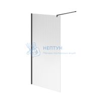 Душевая перегородка CRISTALLO с рифленым стеклом, 100х210, матовый черный