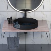 Столешница для ванной Uperwood Tanos с накладной раковиной Rome и кронштейнами 100 см, бук светлый 2910210409