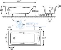 Акриловая ванна Jacob Delafon Odeon Up 180x80 прямоугольная E6048RU-00