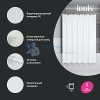 Штора для ванной, 200x180 см, PE, белый, Iddis, P02PE18i11