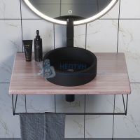 Столешница для ванной Uperwood Tanos с накладной раковиной Round и кронштейнами 70 см, бук светлый 2910210403
