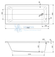 Акриловая ванна Cezares Plane 180x80 прямоугольная PLANE SOLO MINI-180-80-42
