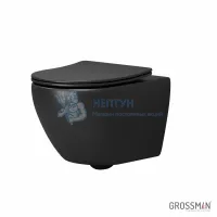 Унитаз подвесной Grossman GR-4499BMSQ безободковый, черный матовый с тонкой крышкой микролифт