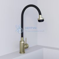 Смеситель для кухни AVRORA Kitchen высоким гибким изливом AV9001Gold