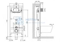 Инсталляция для унитаза BelBagno BB001-120 с черной матовой кнопкой смыва BelBagno BB007-PR-NERO.M