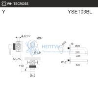 Встраиваемый смеситель для ванны Whitecross Y YSET03BL (черный мат)