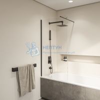 Шторка на ванну 90*150 RGW SC-050-B Чёрный/Прозрачное/6 мм (Easy)