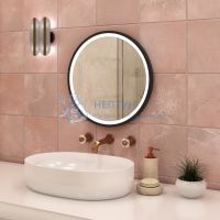Зеркало Континент Style LED, D 60 см, LED подсветка, сенсорный выключатель, черное ЗЛП1016