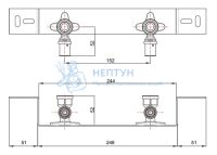 Пресс-угол 20x1/2 ВР двойной с креплением (152 мм) Comisa