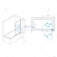 Шторка на ванну 100*150 RGW SC-01 Хром/Прозрачное/8 мм (Easy)
