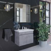 Тумба-умывальник подвесная Comforty Осло-70ПД бетон светлый с раковиной COMO 70 00-00006118CF