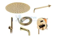 Душевой комплект для ванны с верхним душем REA LUNGO + BOX Gold REA-P4125