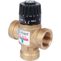 Термостатический смесительный клапан Stout для систем отопления и ГВС 3/4" ВР 20-43°С KV 1,6 SVM-0110-164320