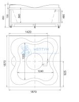Акриловая ванна Gemy 187x187 квадратная G9089 O L