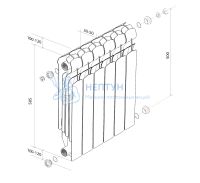 Алюминиевый радиатор Royal Thermo Indigo 500 2.0 - 10 секций