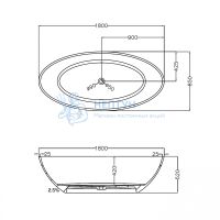 Ванна из полиэфирной смолы Abber 180x85 отдельностоящая овальная красная AT9702Rubin