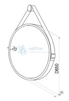 Зеркало Континент Millenium LED, D 65 см, LED подсветка, сенсорный выключатель, белый ремень ЗЛП738