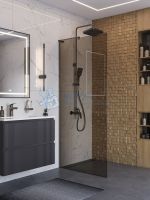 Душевая перегородка BelBagno UNO-L-1-TB-90-BR-GM
