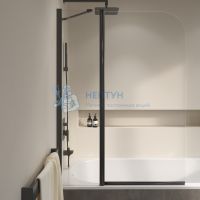 Шторка на ванну 100*140 RGW SC-011-B Чёрный/Прозрачное/6 мм (Easy)