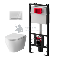 Набор инсталляции АНИ Пласт WN5 G1400G Breeze с безободковым унитазом, сиденье микролифт, клавиша WPG1400G