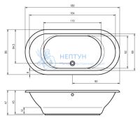 Акриловая ванна Riho Seth 180x86 овальная BB2200500000000