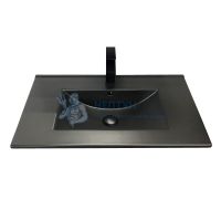 Тумба-умывальник Comforty Франкфурт-75 бетон светлый с черной раковиной 75E 00-00011082CF