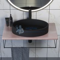Столешница для ванной Uperwood Tanos с накладной раковиной Rome и кронштейнами 80 см, бук светлый 2910210405