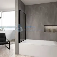 Штора на ванну складная REA LAGOS 80 Black REA-K7633