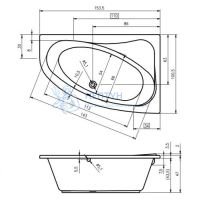 Акриловая ванна Riho Lyra 153x100 асимметричная B022001005