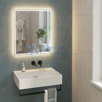 Зеркало TECNO c LED 70 с подсветкой, с функцией антизапотевание, белый глянцевый