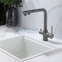 Смеситель ABBER Emotion AF8814NG для кухни с подключением фильтра и выдвижной лейкой, никель