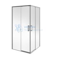 Душевой уголок LINDO раздвижной с функцией soft close, квадратный , 100х100х195, матовый черный