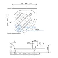 Душевой поддон 90*90*15 h27 RGW BР/CL-S /Полукруг Ø60 (FW5-5)