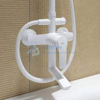 Смеситель с верхним душем и изливом, белый матовый, Ray, Iddis, RAYWT3Fi06