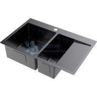 Прямоугольная полуторная мойка Omoikiri Akisame 78-2-L Вороненая сталь 4973101