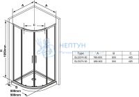 Душевой уголок BLSCP4-90 профиль хром+прозрачное стекло Ravak X3BM70C00Z1
