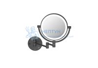 Зеркало косметическое настенное с подсветкой 5х AQUATEK, матовый черный AQ4912MB