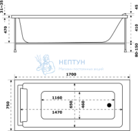 Акриловая ванна Jacob Delafon Spacio 170x75 прямоугольная E6D161RU-00