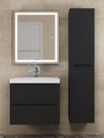 Зеркало шкаф с подсветкой в ванную 60 см, Uperwood Tanos, черное