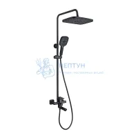 Душевая система Prohanss P60.24.06 для ванны и душа с тропическим душем поворотный излив 15 см, черный