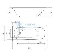 Акриловая ванна Berges Wasserhaus Nelu 180x75 прямоугольная 050023