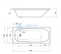 Акриловая ванна Berges Wasserhaus Nelu 180x80 прямоугольная 050024