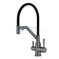 Смеситель Raglo R81.62.09 для кухни с подключением к фильтру съёмный гибкий излив с магнитным фиксатором, графит