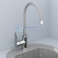 Смеситель для кухни Avrora Kitchen с высоким гибким изливом серый AV9002G