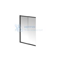 Шторка на ванну VETRO, раздвижная/распашная, 100х150, матовый черный