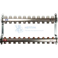 Коллекторная группа Stout для радиаторов без расходомеров на 11 контуров из нержавеющей стали