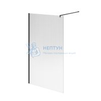 Душевая перегородка CRISTALLO с рифленым стеклом, 120х210, матовый черный