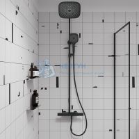 Душевая система с тропическим душем с термостатом, черный матовый, SpaHome, IDDIS, SPHBLTKi06